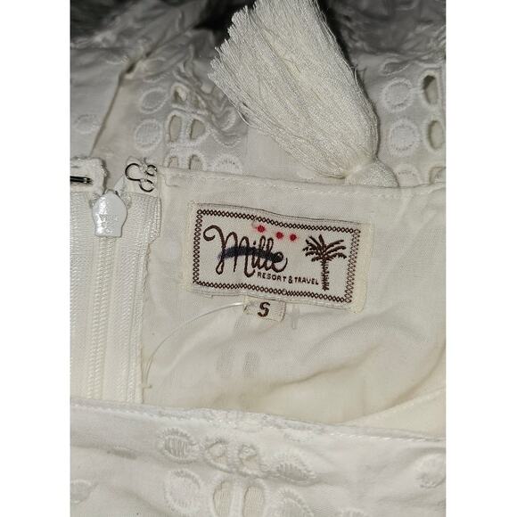 New Anthropologie Mille Shoulder-Tie Mini Dress $278 SMALL Cotton Eyelet Lace - Picture 5 of 5